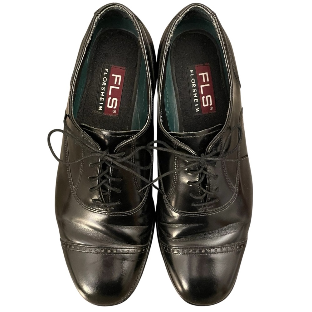 Florsheim Solid Black Genuine Leather Oxford Lace Up Dress Shoes